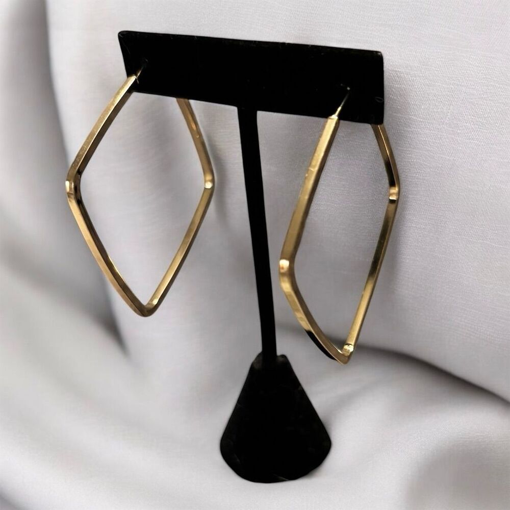 True to Form Gold Tone Square Hoop Earrings 2"